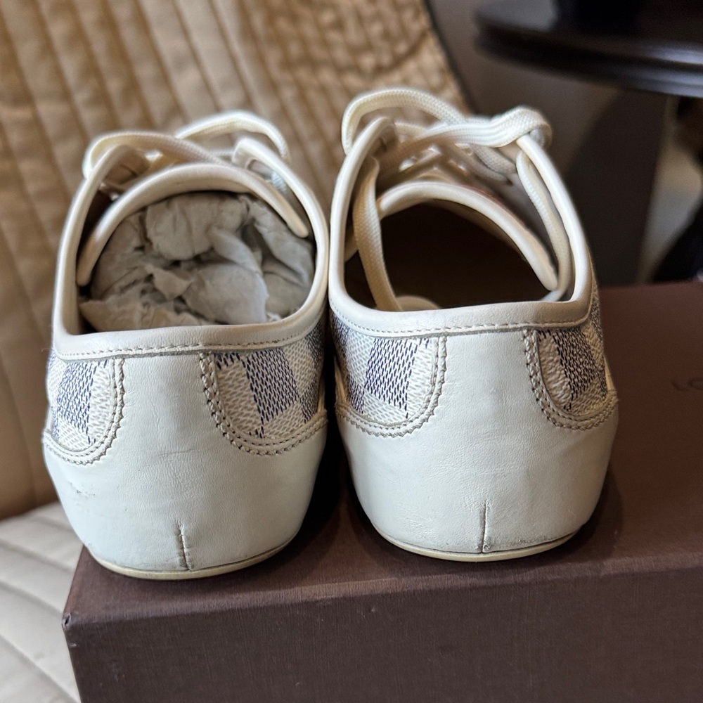 Louis Vuitton Cream and Gray Women's Sneakers - Picture 5 of 8